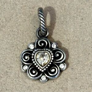 Brighton April Birthstone charm in Diamond Clear crystal heart in silver Retired